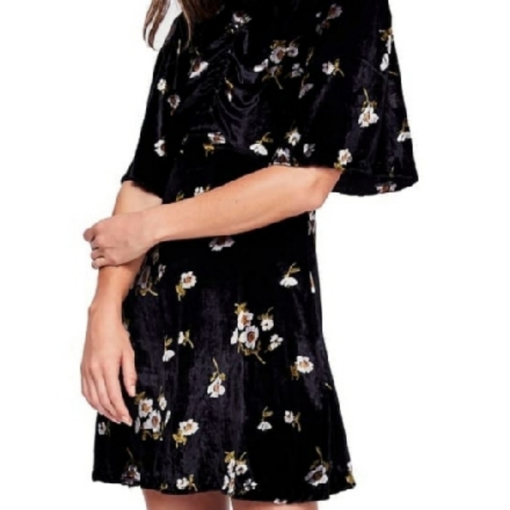 Free People Be My Baby Black Velvet Dress New with Tag - Picture 4 of 16